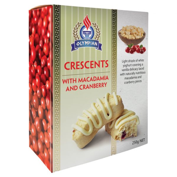 Crescents macadamia and cranberry biscuit