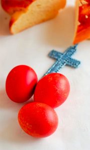 red greek easter eggs with cross